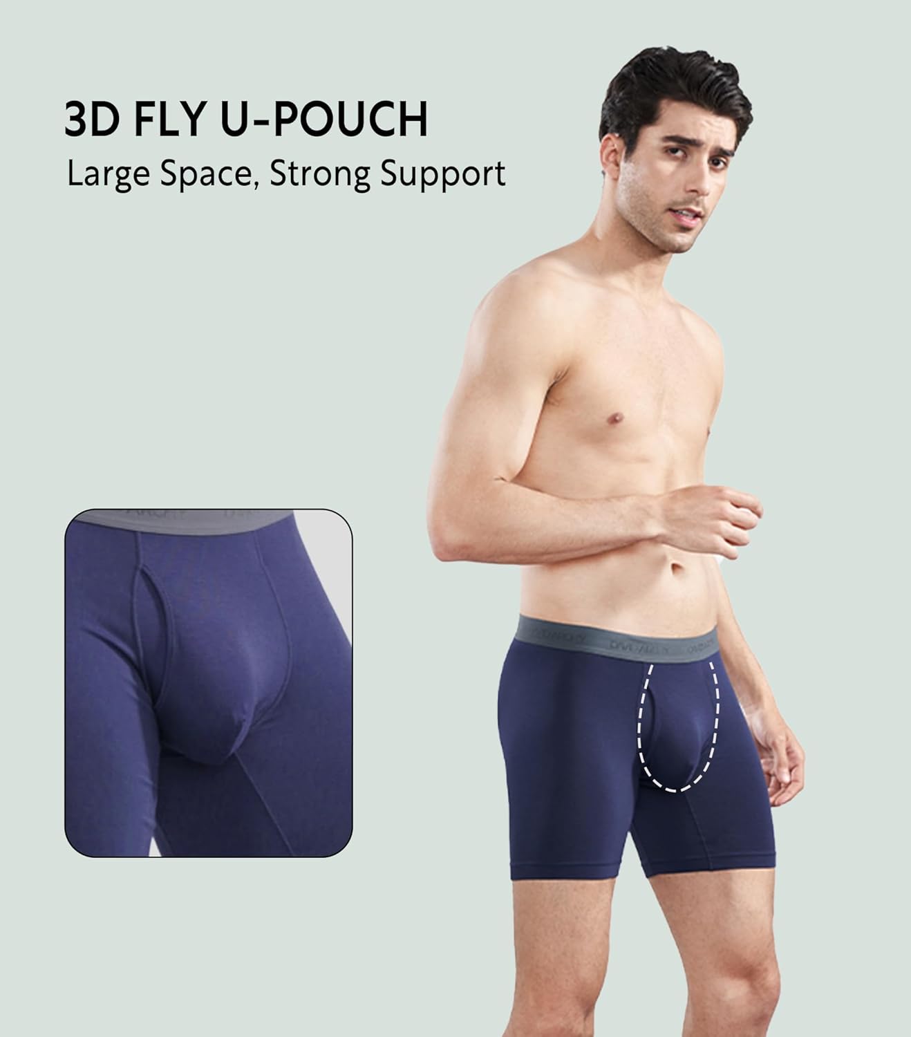 DAVID ARCHY Mens Underwear Wicking-Moisture Cooling Rayon Made From Bamboo Boxer Briefs with Support Pouch Fly 4 or 7 Pack