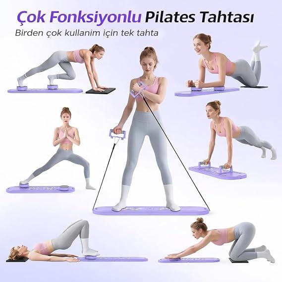 Zamanlayıcılı Akıllı Pilates Tahtası - Çok Fonksiyonlu Ev Tipi Full Body Fitness ve Şınav Seti