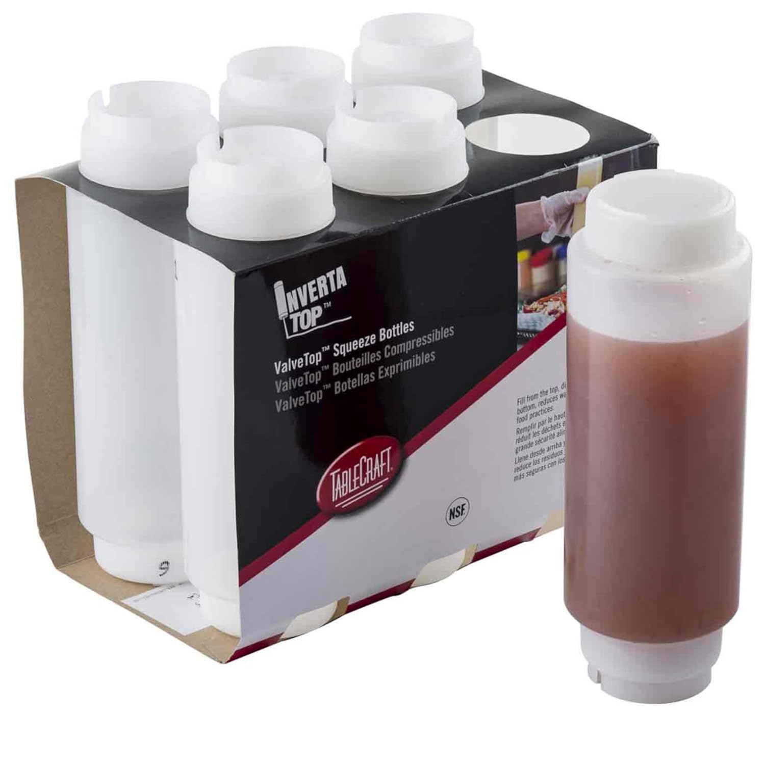 Tablecraft 32 oz Invertatop Squeeze Dispenser - Polyethylene, Clear