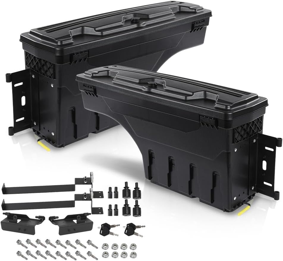 GRAND ORANGE Truck Bed Storage Box Toolbox, Compatible with Ford F250 F350 Super Duty 2017-2020, Left & Right Sides Lockable Truck Bed Storage Box 1 Pair