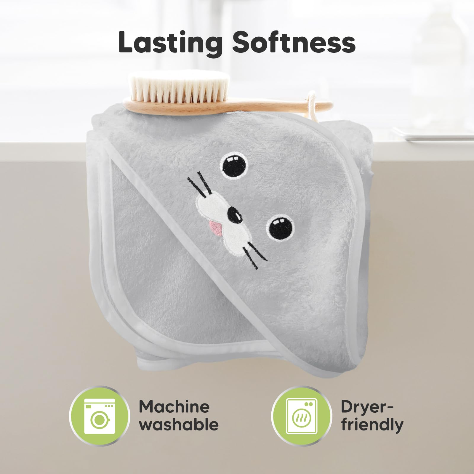 KeaBabies Toalla de baño - Toallas con Capucha Suave para bebé con Capucha Toalla de bebé de bambú orgánico para Infantil - Toalla Natural (Seal)