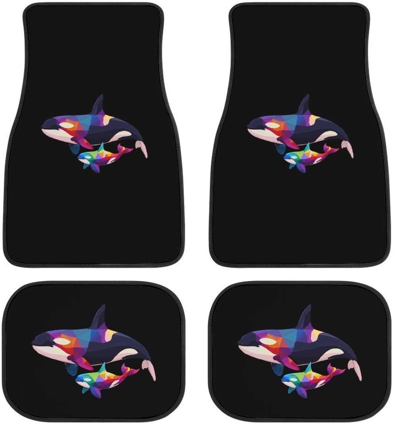 Orca Colorful Print Car Floor Mats Non-Slip Automotive Carpet