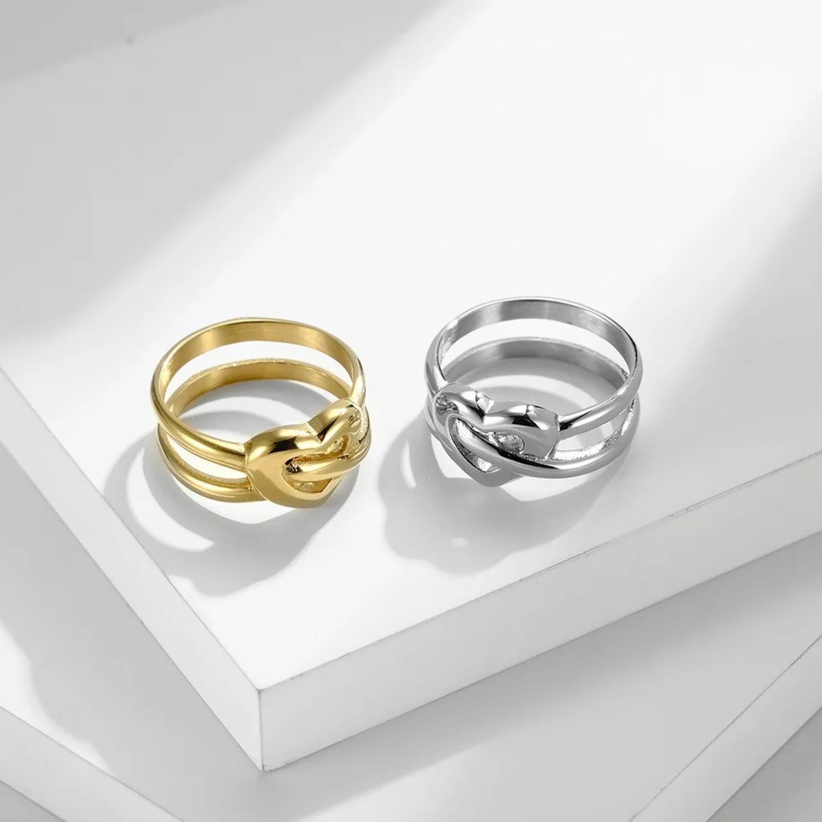 Ring Ringe Damen Bijouterie Herren Liebesförmiger Doppelkreisring Für Heiratsantrag Und Verlobung, Rostfreier Damen-Handschmuck Für Den Urlaub