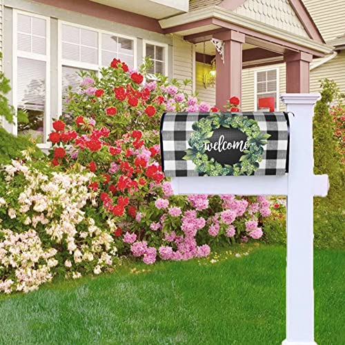 Chayber Mailbox Covers Magnetic Welcome Box Wreath Mailbox Cover Magnetic Buffalo Plaid Garden Yard Home Green Decor For Outdoor Standard Size 21X18 In #TOP4