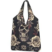 Flowers Skull Ornamental Pattern Printed Reusable Shopping Bag Folding Grocery Bags Cloth Tote Bags