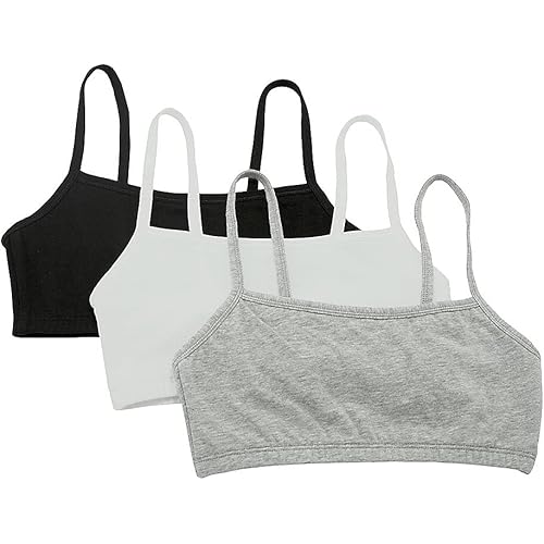 Fruit of The Loom Women's Spaghetti Strap Cotton Pull Over 3 Pack Sports Bra