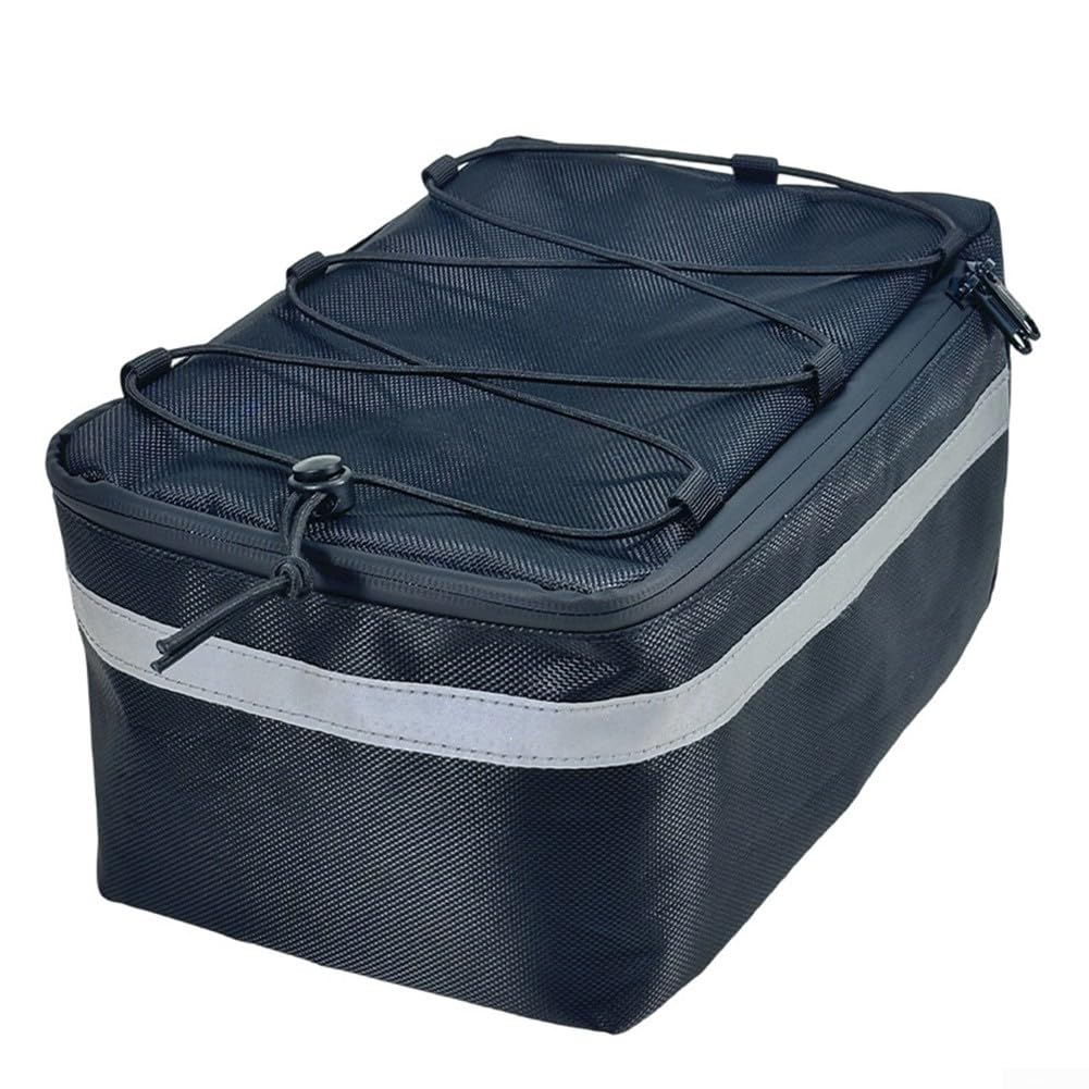 Borsa da bagagliaio per bici elettrica e biciclette, impermeabile da ciclismo, con tasche laterali, riflettente elettrico per portapacchi posteriore, per una maggiore durata (nero)