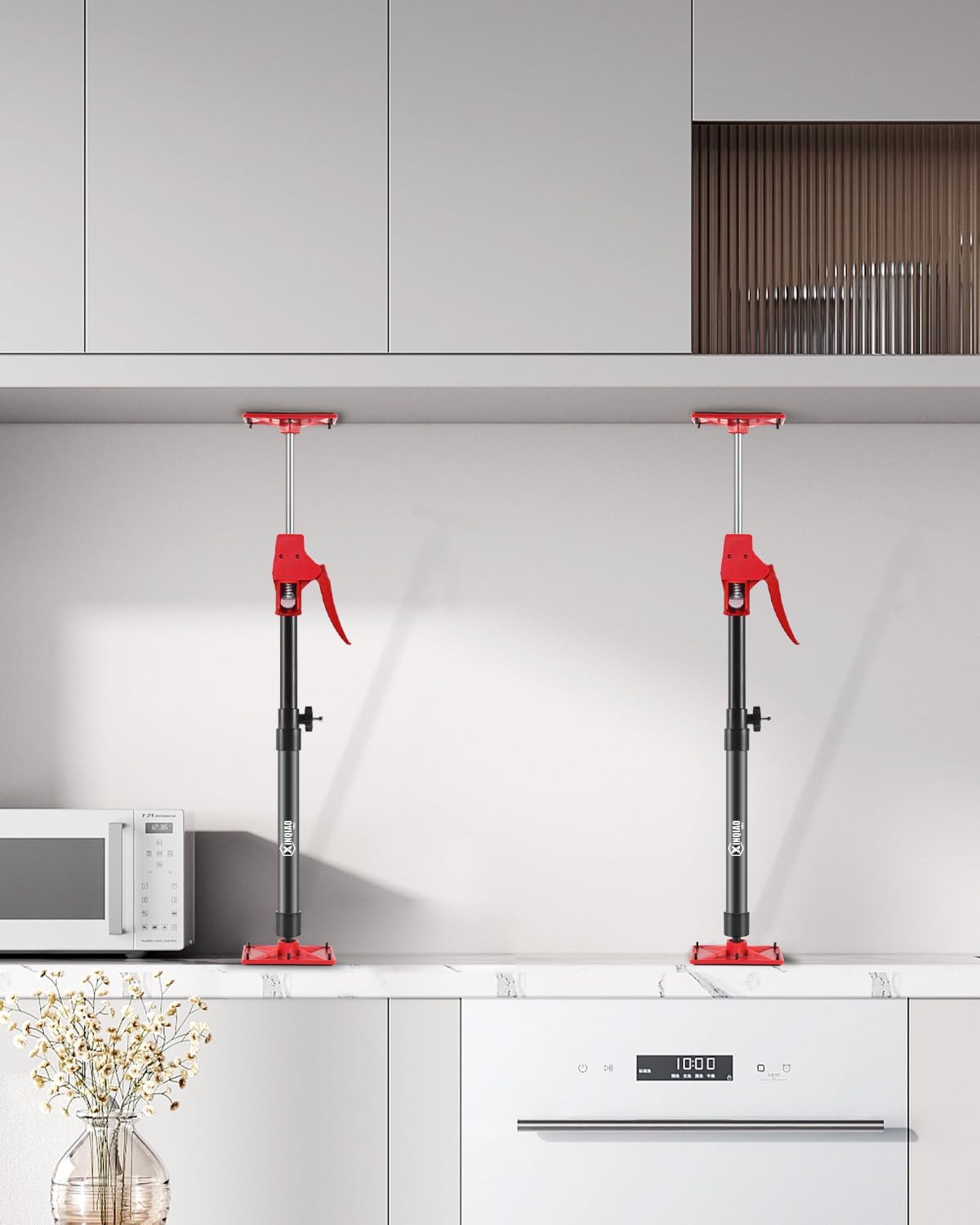 XINQIAO Cabinet Jacks for Installing Cabinets, Light Duty Third Hand Tools Adjustable Support Pole from 15.7 in to 27.6 in, 4 PCS