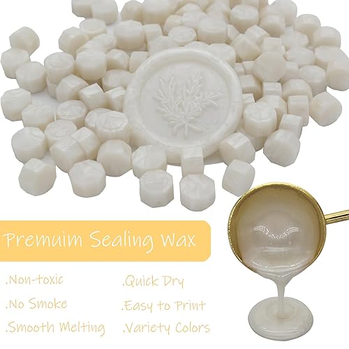 Miniatura 5 de 600 cuentas de sello de cera blanca perla, cuentas de cera de sellado prémium Andotopee para sellos de sellos, paquete de repuesto de pellets de
