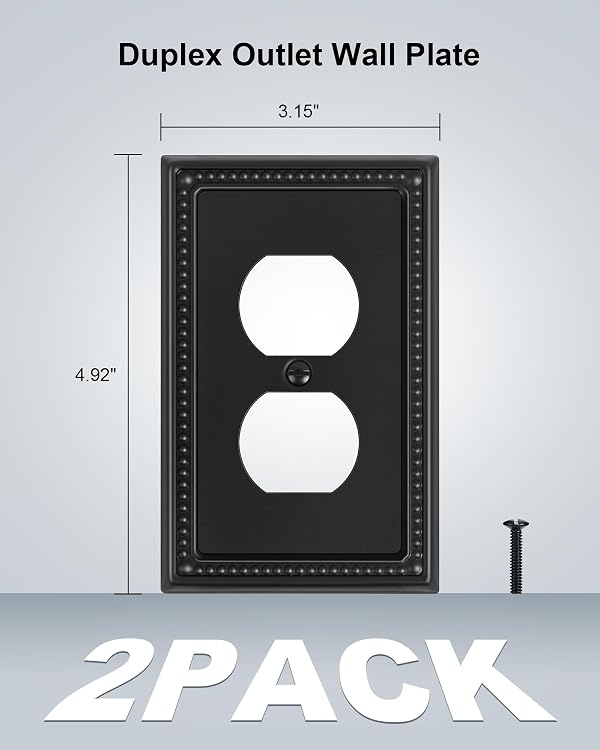 TREEWELL 2-Pack Duplex Switch Plates and Outlet Covers, Black by treewell - Used condition - Image 2