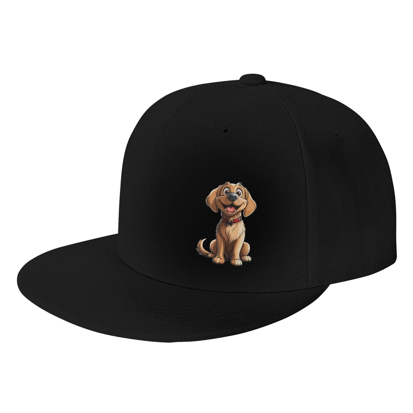 Yoladsume Golden Retriever Dog Adult Adjustable Men and Women Flat Bill Baseball Cap Trucker Useful Black