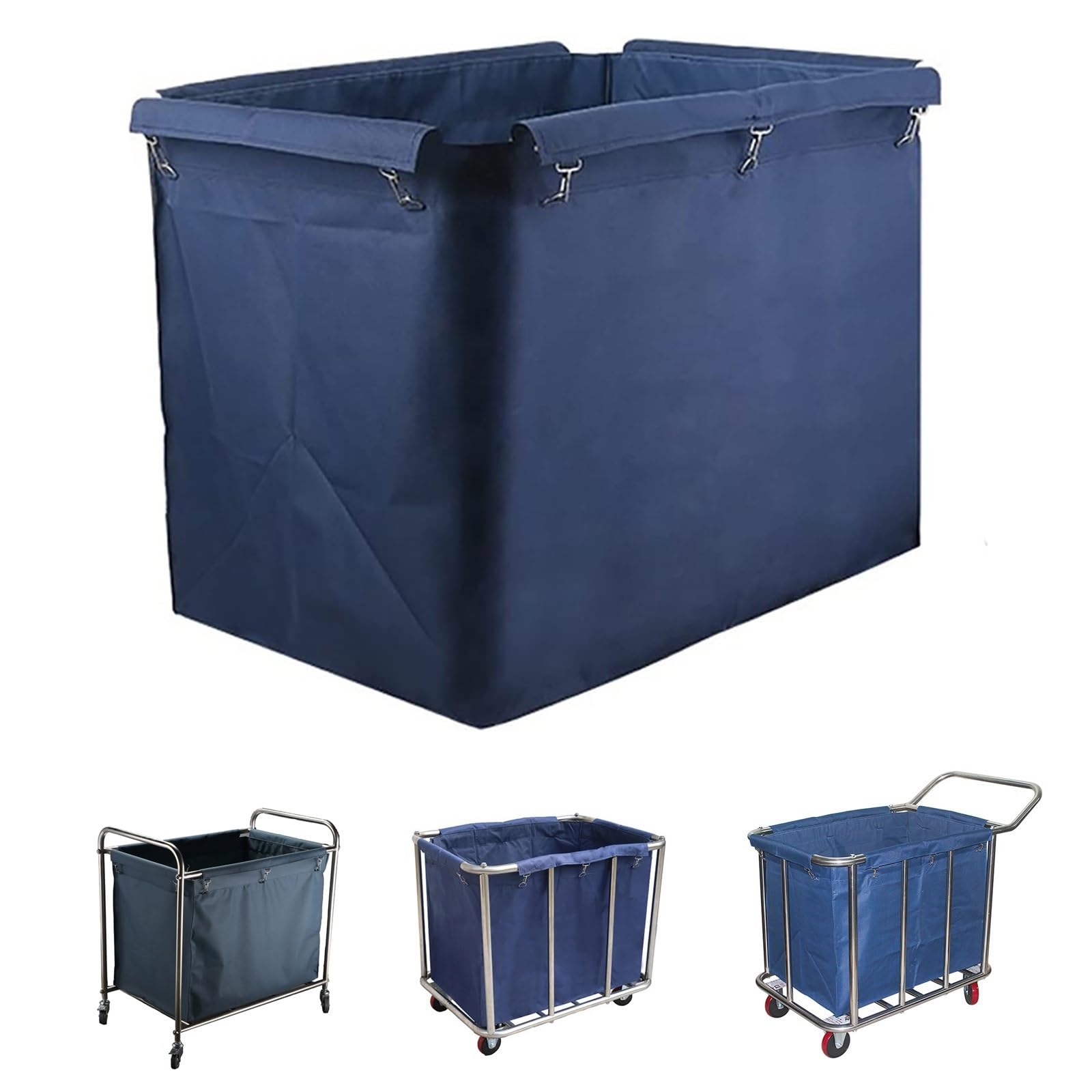 Borsa per Carrello della Biancheria SBCWH, Oxford Impermeabile, Blu, 83x53x63 cm, 400L, Tessuto Oxford, Fissaggio con Ganci di Alta Qualità, Interno