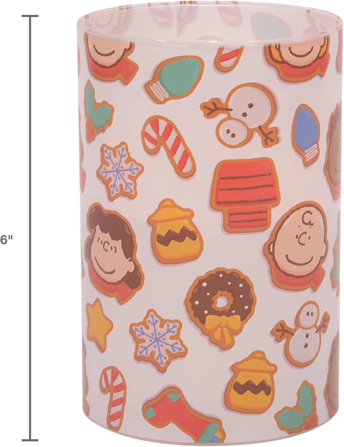 Mark Feldstein Peanuts Gingerbread Flameless LED Glass Pillar Candle, 4x6 image 2