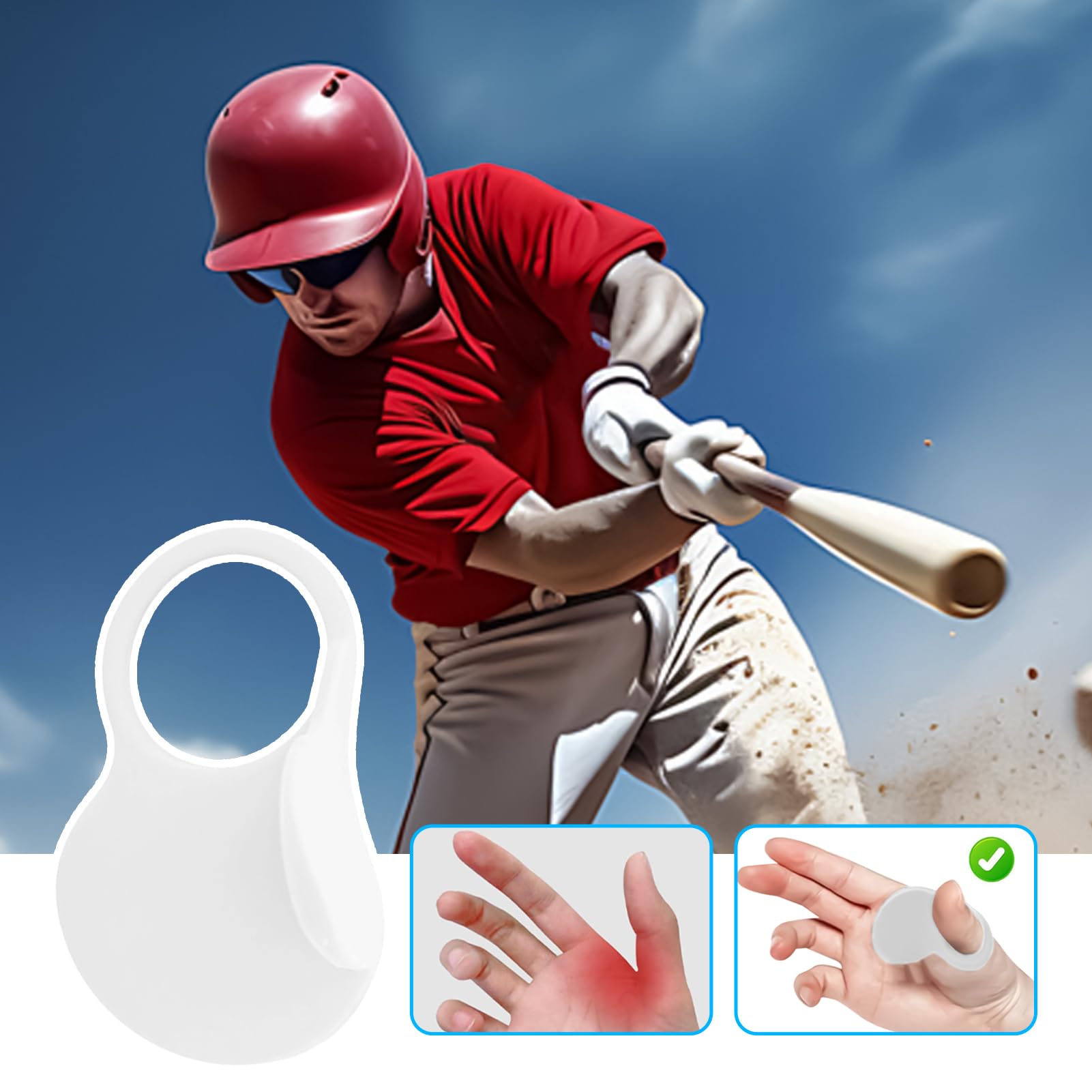 Protector de pulgar para béisbol, ayuda de entrenamiento para mango de impacto, portátil para golf, softball, pickleball