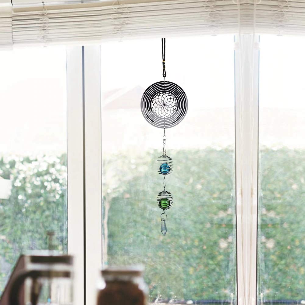 PEACHIEZ 4-Styles Wind Chime Cute Wind Chime Metal Music Spiral Crystal Ball Wind for Indoor and Outdoor Home Or Store Nordic Decoration (1)
