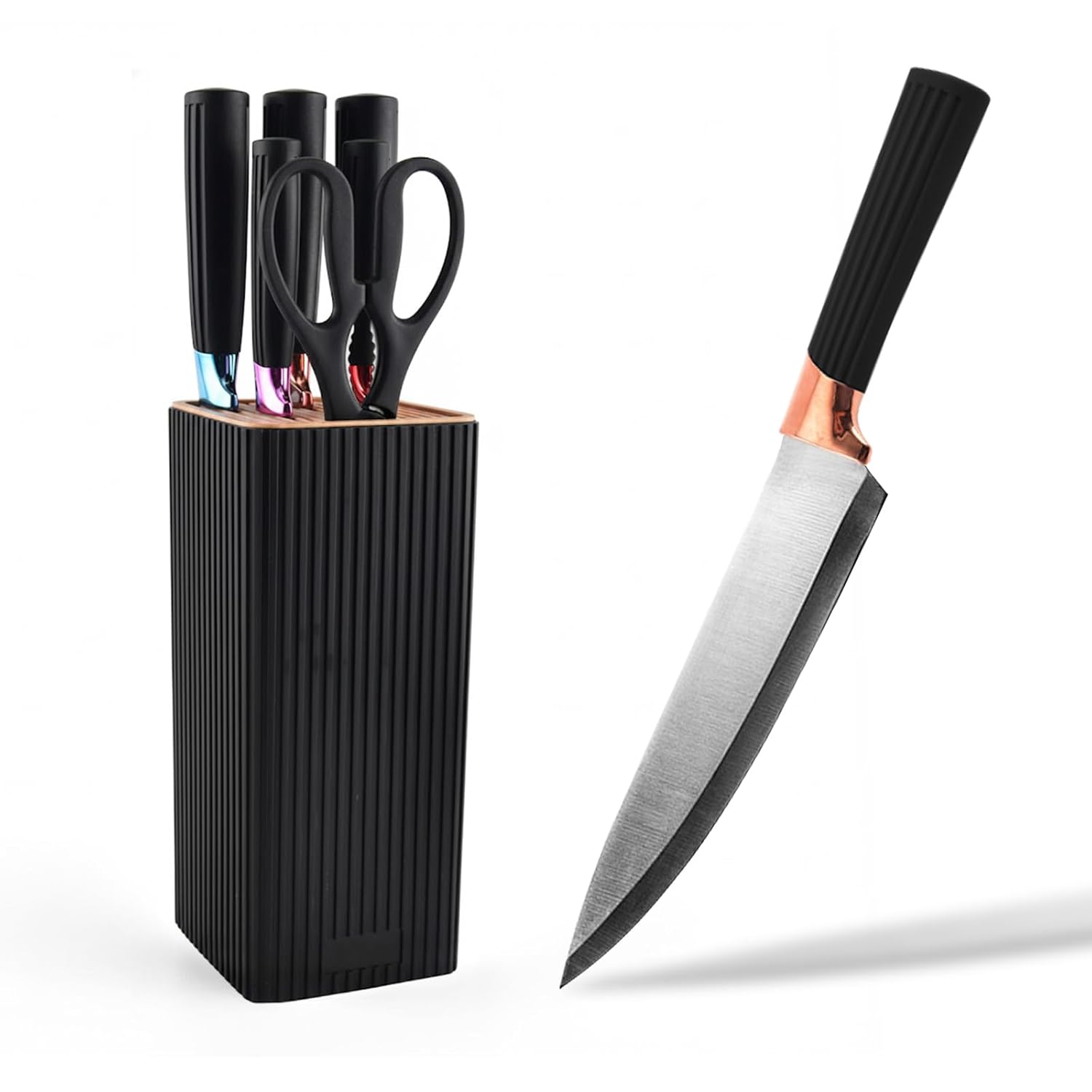 Knife set 7-piece high-end kitchen knife set with universal knife holder rust proof and non stick high carbon