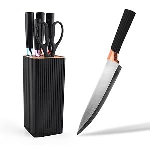 Knife set 7-piece high-end kitchen knife set with universal knife holder rust proof and non stick high carbon