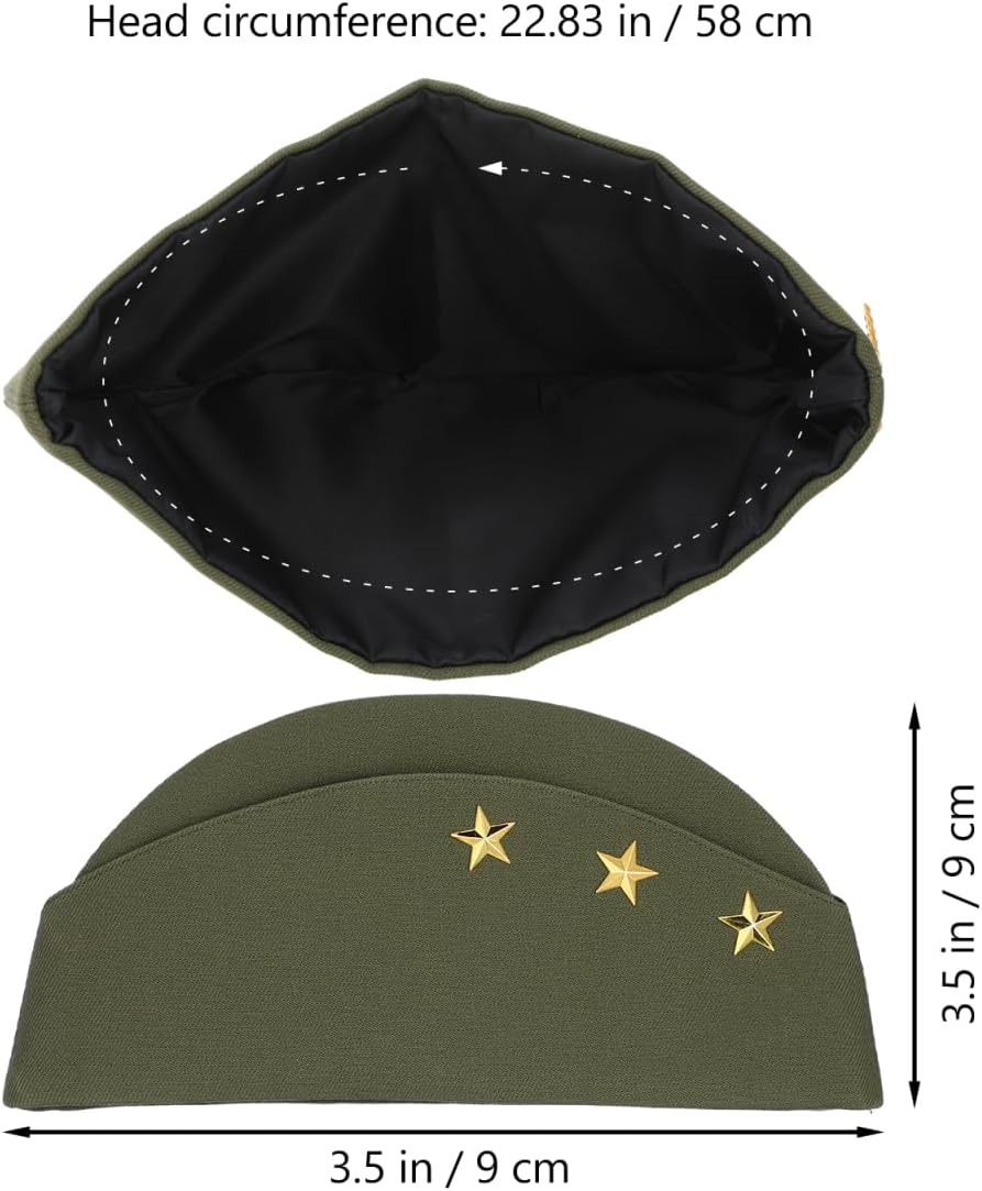 Nautical Sailor Hat, Wheat Stewardess Beret Hat for Halloween Costume, Airline Accessory Adult Cosplay Costume, Army Green