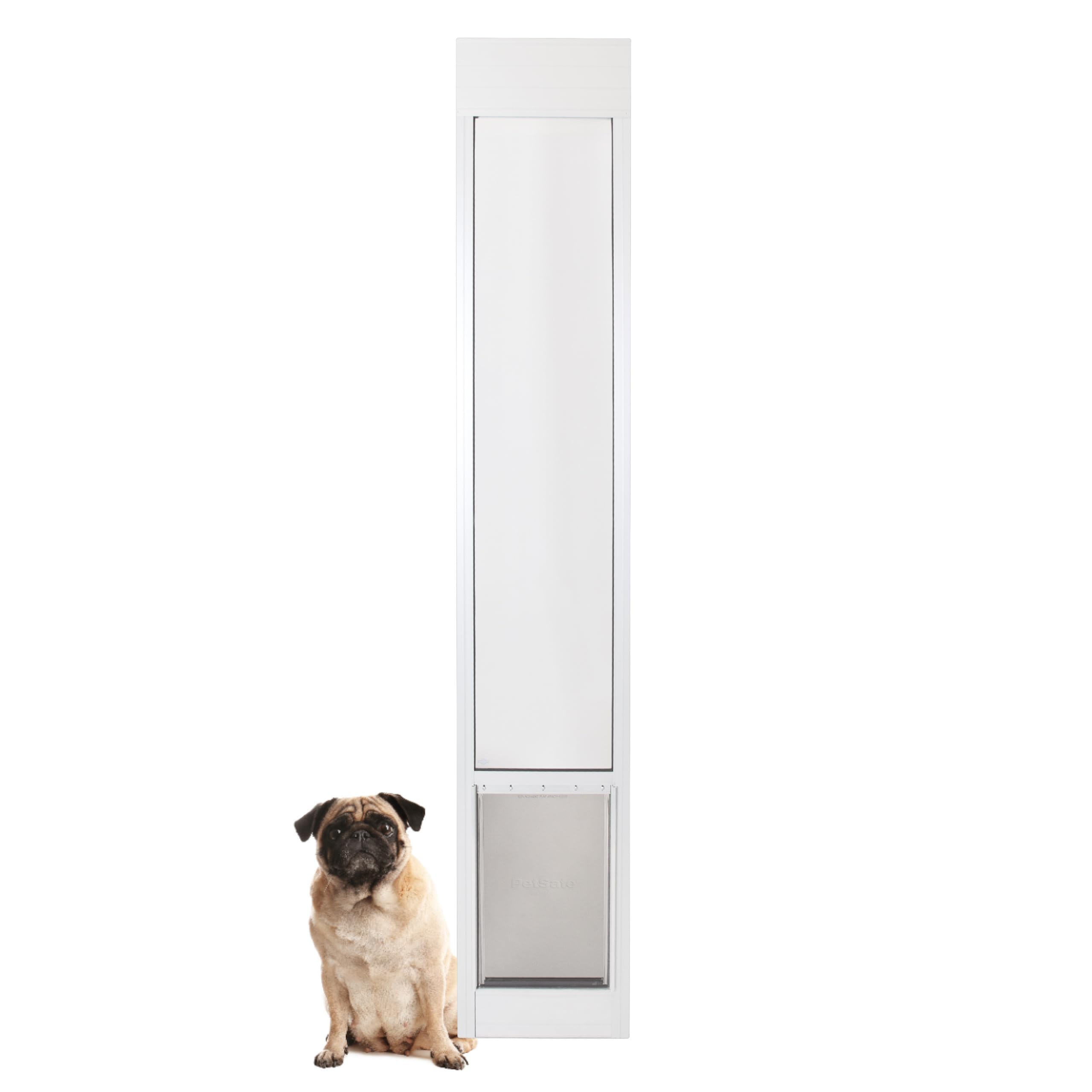 PetSafe Sliding Glass Pet Door - No-Cut DIY Install Doggy Door for Renters - Aluminum Frame - Adjustable Height 75 7/8" to 81" - Ideal for Large Dogs Up to 100 lb - White