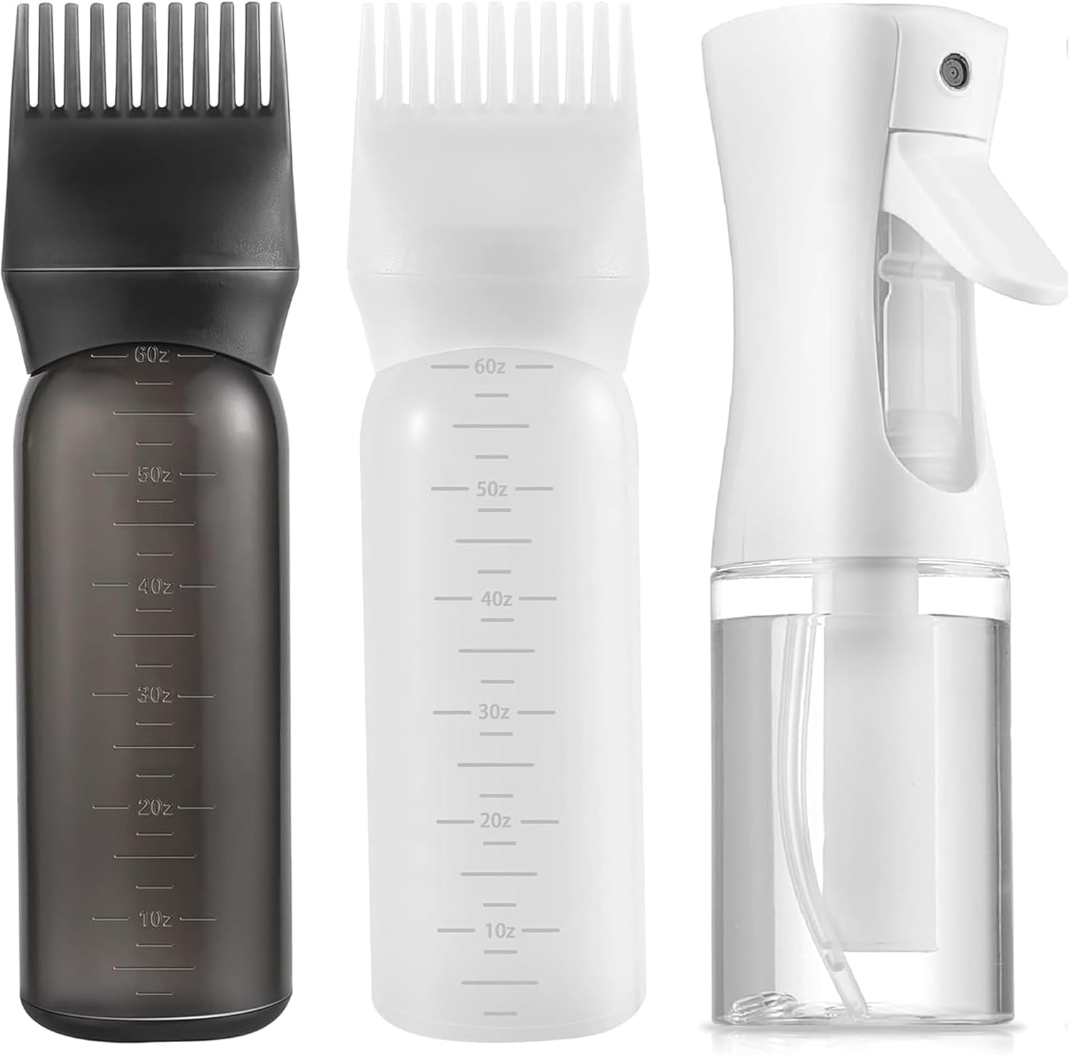 Root Comb Applicator Bottle, Hair Oiling Applicator Bottle for Hair Dye-2PCS Hair Applicator Bottle and Hair Scalp Massage Comb (White) Root Comb Applicator Bottle, Hair Oiling Applicator Bottle for Hair Dye-2PCS Hair Applicator Bottle and Hair Scalp Massage Comb (White)