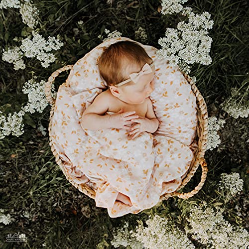 Image of Mini Wander Swaddles for Newborns Muslin Swaddle Blankets - Breathable Soft Receiving Blanket Baby Essentials | 47 x 47 Cotton - Whimsy Floral (Multi-Peach)