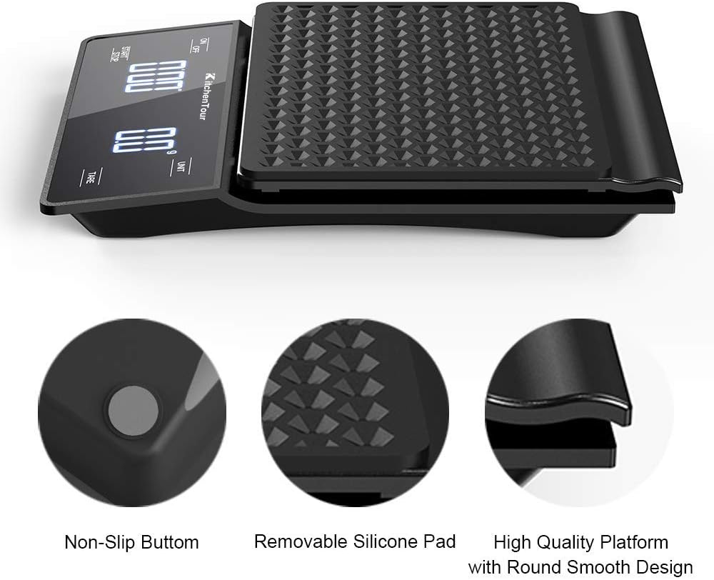 KitchenTour Coffee Scale with Timer 3kg/ High Precis Pour Over Drip