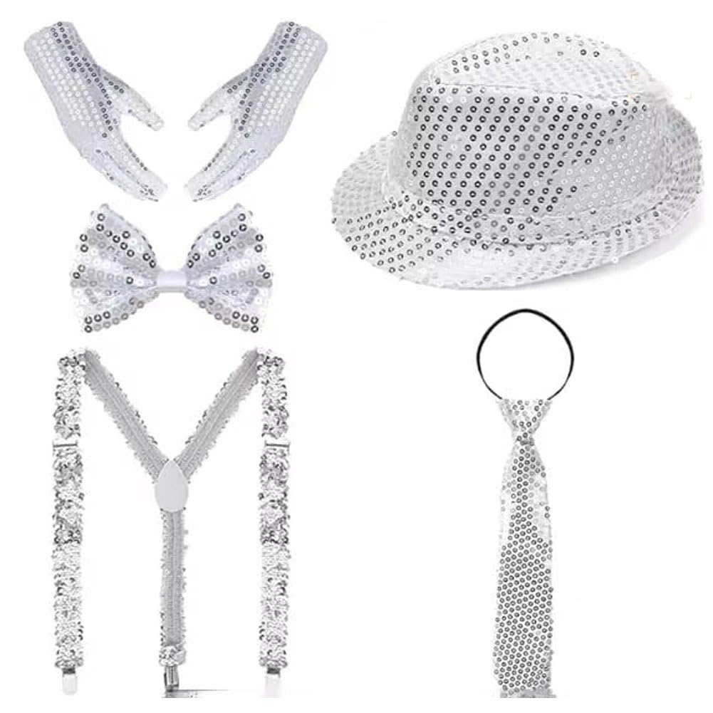 Cravate à paillettes et accessoires hommes pour costume disco années 70