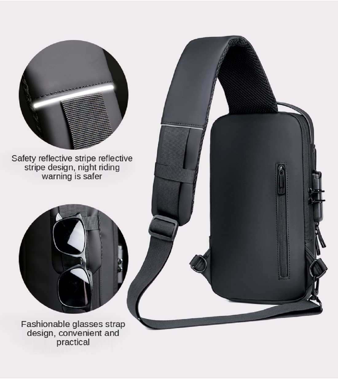 Bolso antirrobo de la Honda, Mochila de Hombro antirrobo de la Honda del Deporte de la Carga del USB, Bolsos Cruzados Impermeables (Color : Black Brown)