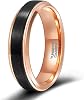 TRUMIUM 6mm 8mm Tungsten Rings for Men Women Black Wedding Band GoldRose Gold Step Edges Comfort Fit Size 6-13