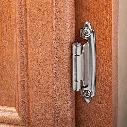 10 Pairs (20 Units) Homdiy Brushed Nickel Cabinet Hinges Self Closing Hinges, 1/2 Inch Overlay Cabinet Door Hinges Satin Nickel Hinges Kitchen Cabinet Hinges With Door Bumpers #TOP5