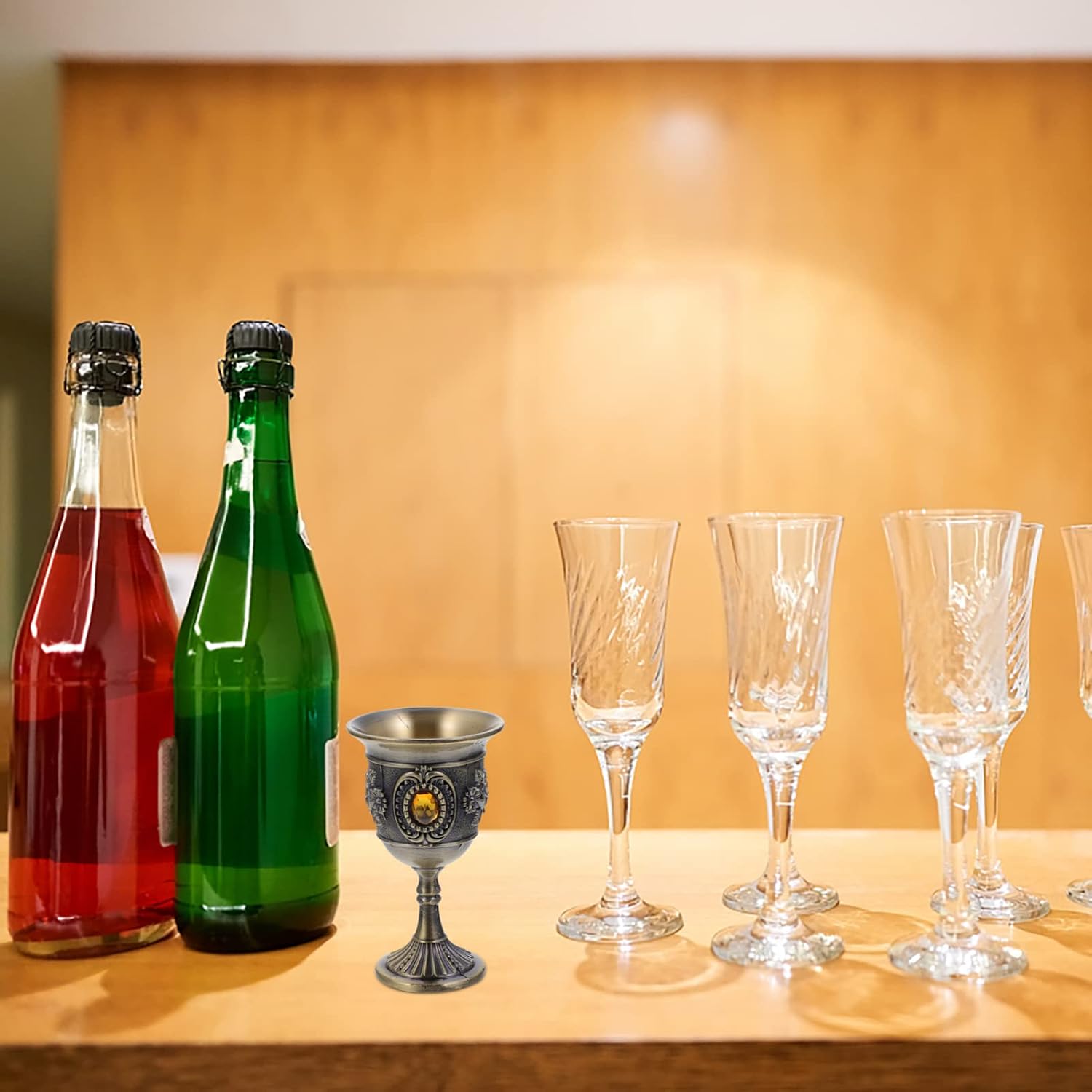 Medieval Wine Goblet Small Metal Goblet Glass Decorative Drinking Cup Wine Glass Decor for Home Party Restaurant Hotel Family Gathering 2.95 in