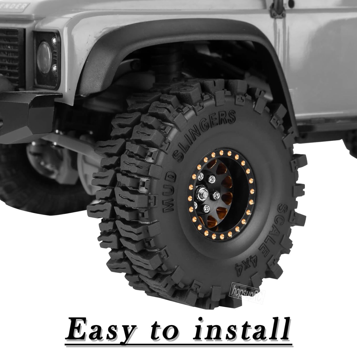 1.0 Beadlock RC Wheels for 1/18 1/24 Trx4m SCX24 RC Crawler,Full Brass 1.0'' RC Truck Tires RC Wheels 4pcs Black