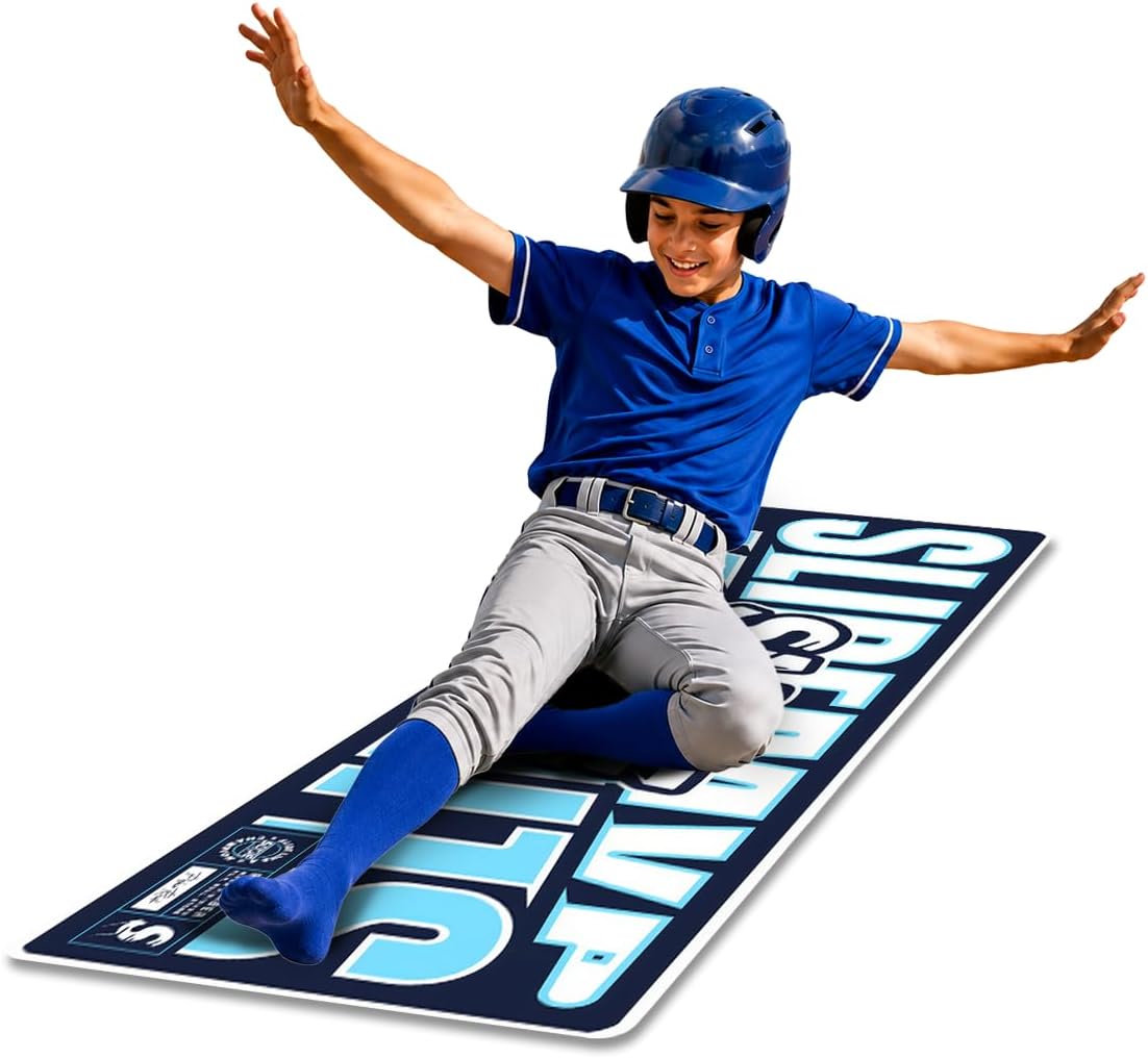 Baseball & Softball Sliding Mat Training Aid, Portable Baserunning Practice Mat with Instructional Guide