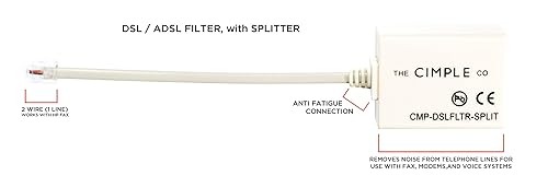 Miniatura 5 de THE CIMPLE CO Filtro de teléfono para módem, paquete de 3, divisor DSL, 2 cables, 1 línea, elimina el ruido de las líneas telefónicas, para fax,