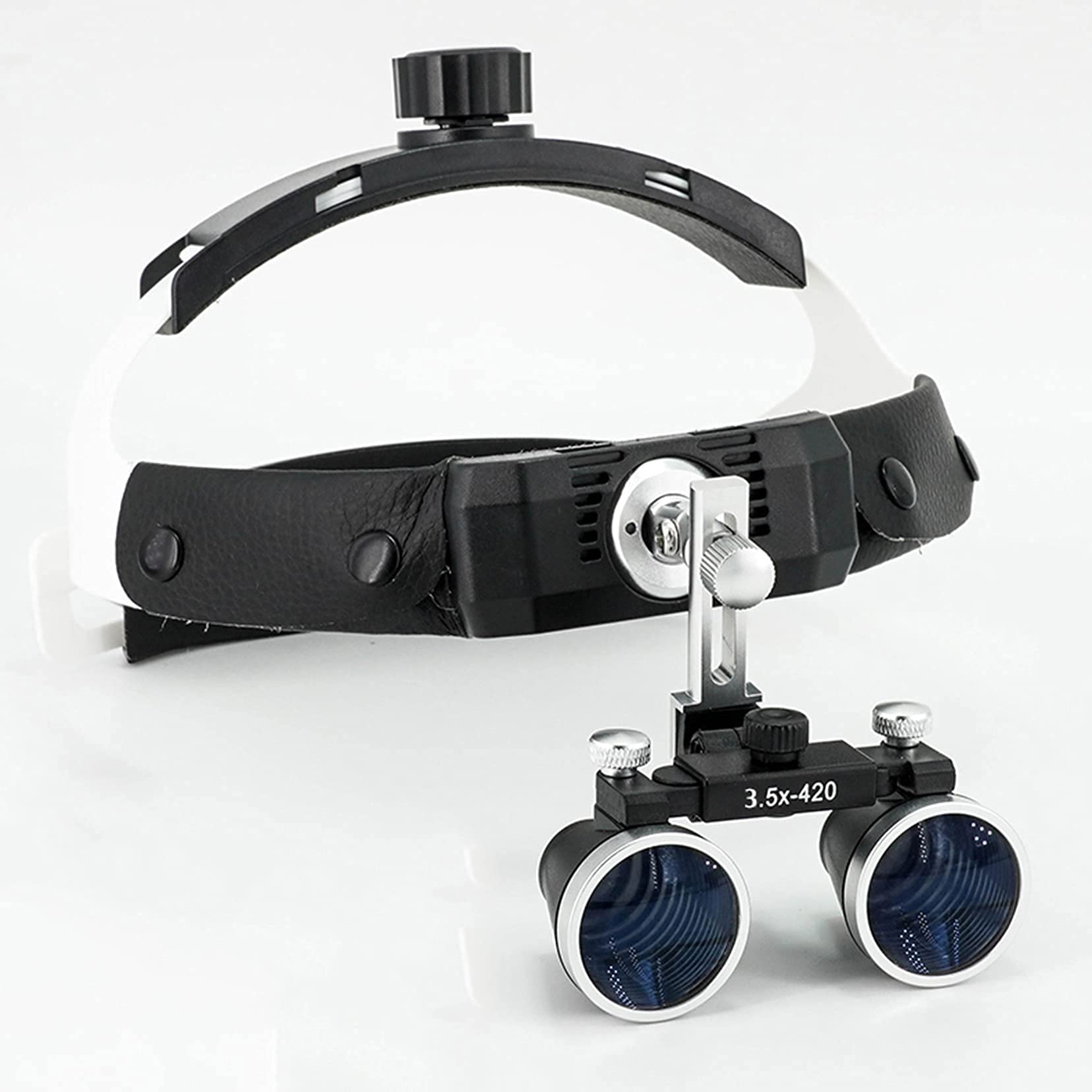 asdchZen Magnifier With Light,2.5X / 3.5X Magnification Clip Surgical Magnifying Loupes,Headband Magnifier Glasses With Lamp Light Hands Magnifying Adjustable For Hobby,420Mm Work,A-3.5X