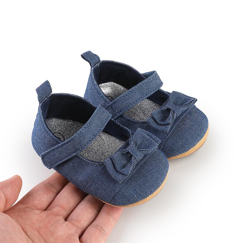 Newborn Baby Girls Infant Soft Rubber Sole Mary Jane Denim Shoes Moccasins Baptism Christening Crib Shoes Wedding Princess Flats4