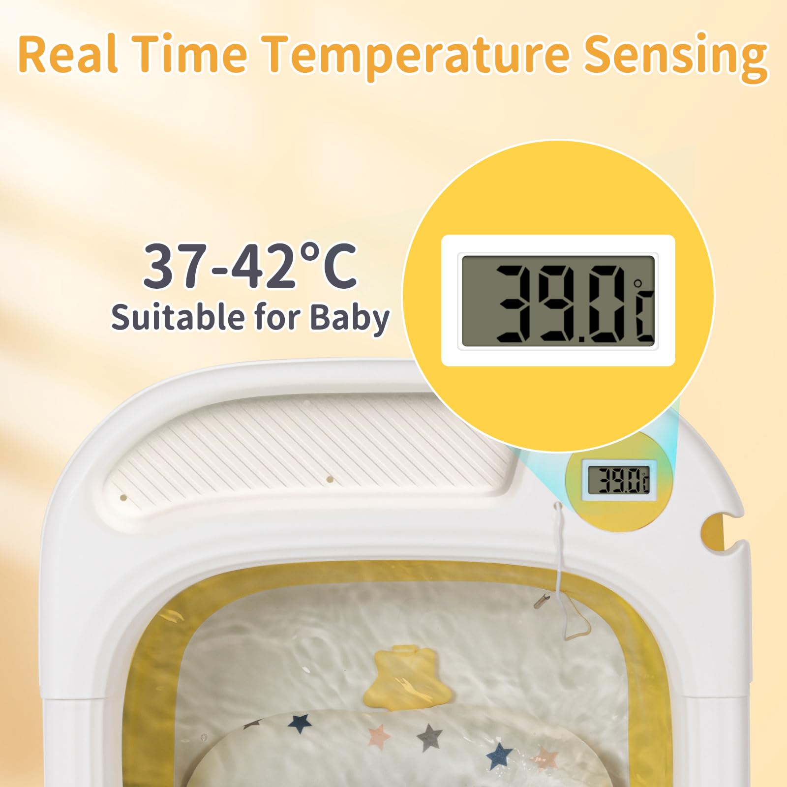 Leogreen Vaschetta Bagnetto Neonato,Vasca da Bagno Pieghevole con Tappetino da Bagno,Vaschetta per Bambini con Termometro Digitale da Viaggio e Vassoi, Essenziale per Neonati 0-36 mesi