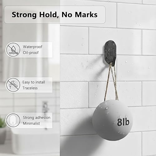 Miniatura 4 de Ganchos adhesivos de pared para colgar, paquete de 12 unidades, instalación sin taladro, ganchos extraíbles de acero inoxidable para baño, cocina,
