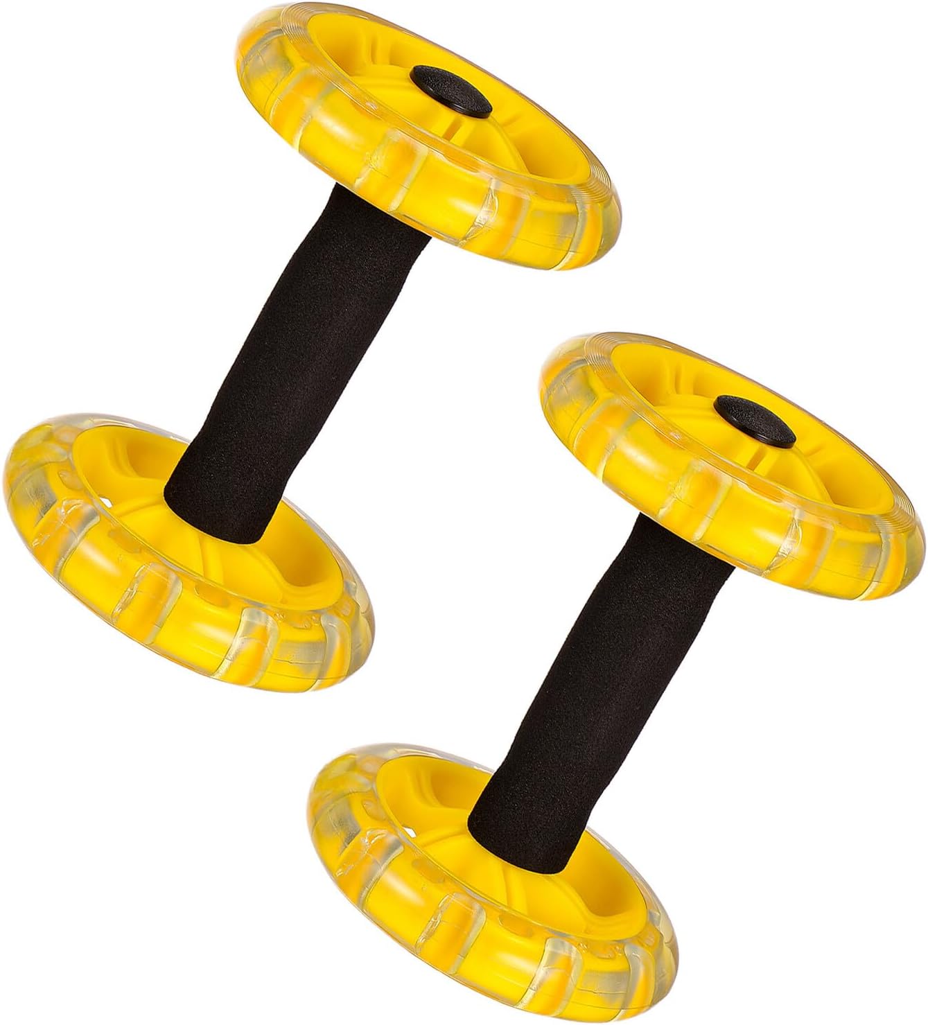 Dual-wheel Ab Roller for Core Strengthening Yellow Fitness Wheel with Non-slip Handles Portable Exercise Equipment for Men and Women to Burn Calories and Build Muscle