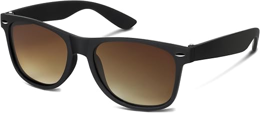 Evelyn Danzen Classic Sunglasses, Matte Black Frame, Brown Gradient Lenses, Unisex Retro Style