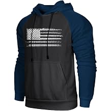 H HYFOL Mens Sweatshirt USA FLAG Patriotic Graphic Polyester Hoodies for Men Pocket Raglan Long Sleeve Sweatshirts