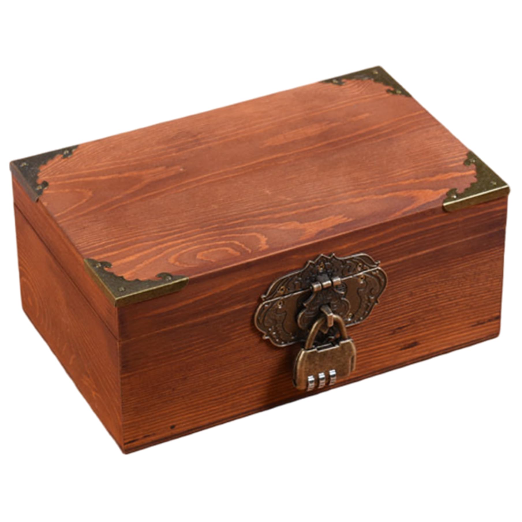 Boîte en bois avec serrure petite boîte en bois avec serrure et couvercle à charnière style vintage 15 x 10 x 8 cm de rangement en pour bijoux objets de collection trésors