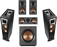 Vista 1 de Klipsch Reference R-26FA Paquete de cine en casa 5.1, revestimiento de polímero negro cepillado