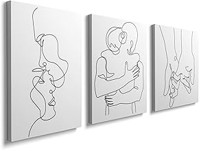 لوحة فنية جدارية بتصميم بسيط من 3 صور، بوستر قماش حديث مطبوع باللونين الأسود والأبيض GYH0011 من برينفانتازي، 30×40 سم