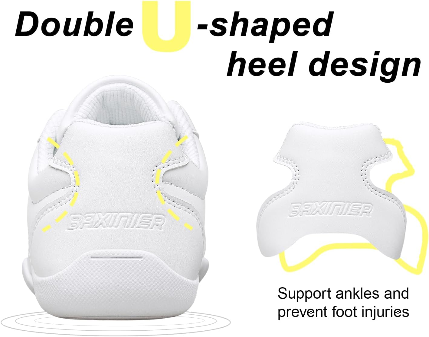 TUOTOM ホワイトチアシューズ 女の子用 軽量 ユース チアリーディングシューズ コンペティション タンブリング ダンス 体操