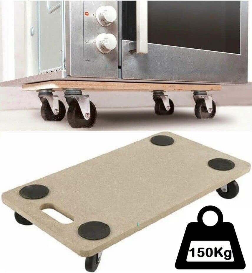 150kg Wheeled Platform Heavy Duty Anti Slip Hand Dolly Trolley Cart Furniture Moving Transporter, 360° Board Castor,56X30cm