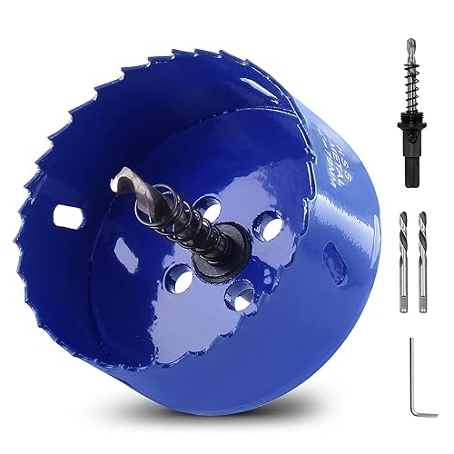 Vista 196 de Luomorgo - Sierra perforadora de 4 pulgadas/100 mm, acero de alta velocidad, profundidad de corte 1 1/4 pulgadas, adaptador de broca hexagonal