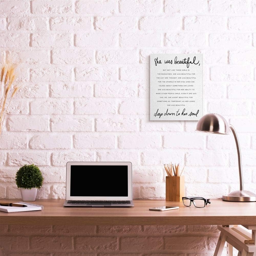 Stupell Industries She was Beautiful Quote Inspirational Feminine Phrase, Designed by Daphne Polselli Wall Art, 16 x 20, Canvas