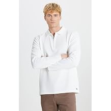 ALTINYILDIZ CLASSICS Erkek Ekru Standart Fit Polo Yaka Jakarl  Esnek Uzun Kollu Ti rt