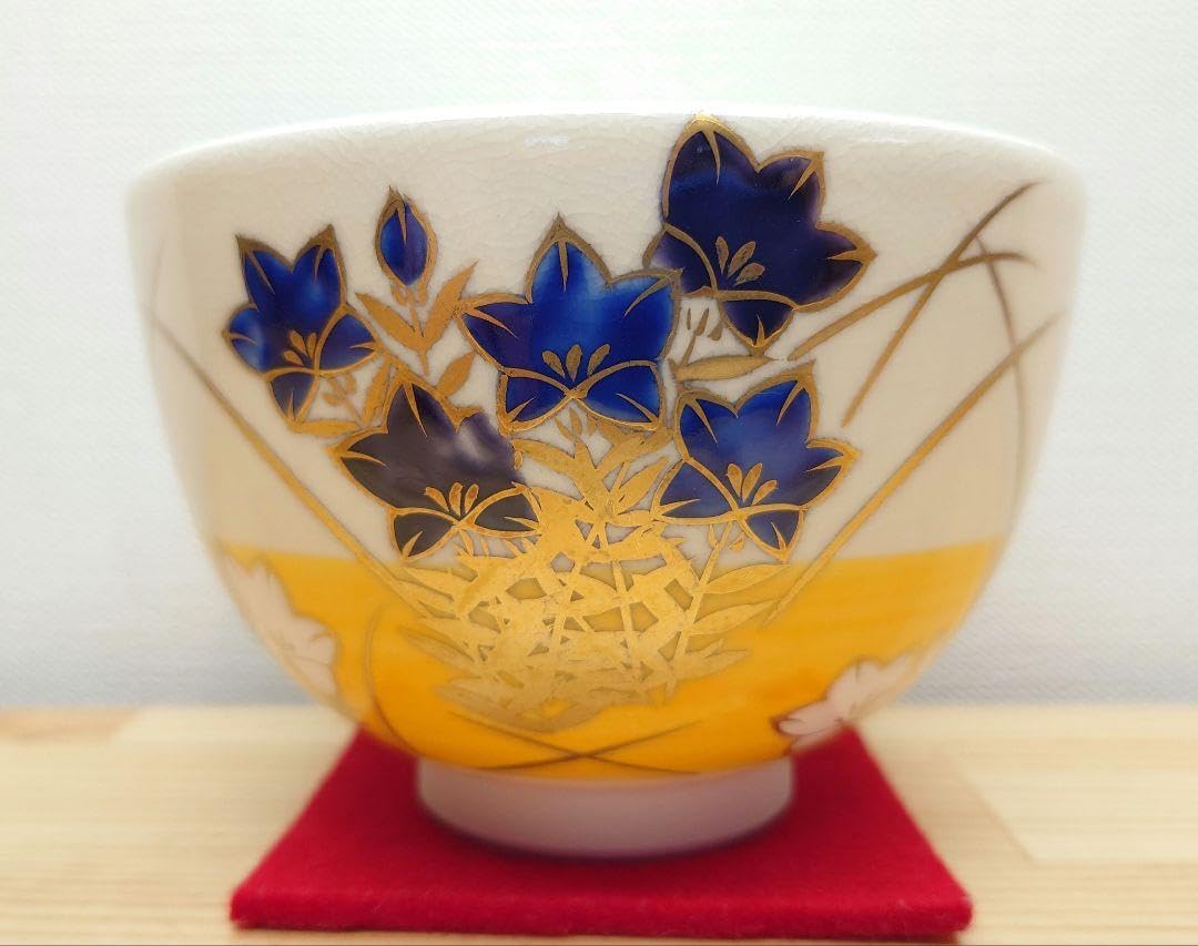 Amazon.co.jp: 逢絢亭・茶道具 茶碗 京焼 桔梗の図 山岡善高 共